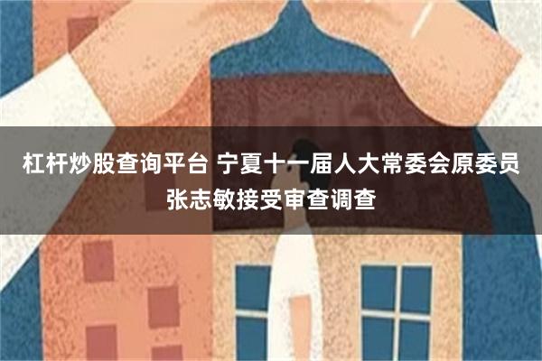 杠杆炒股查询平台 宁夏十一届人大常委会原委员张志敏接受审查调查