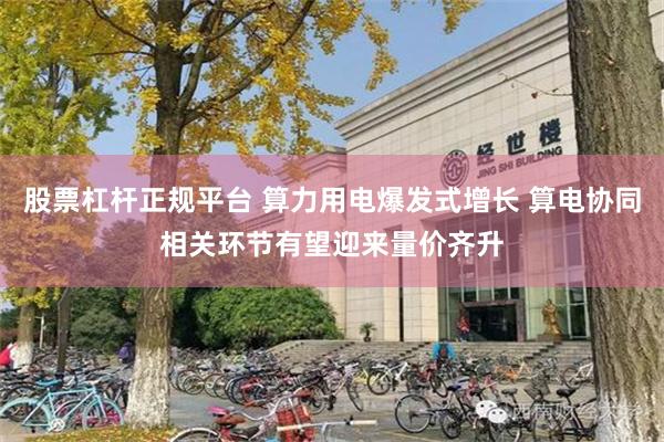 股票杠杆正规平台 算力用电爆发式增长 算电协同相关环节有望迎来量价齐升