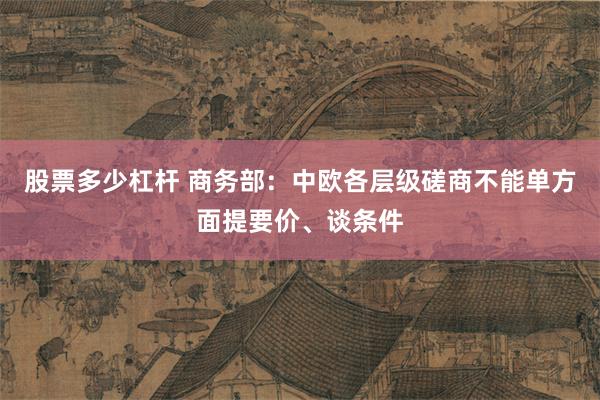 股票多少杠杆 商务部：中欧各层级磋商不能单方面提要价、谈条件