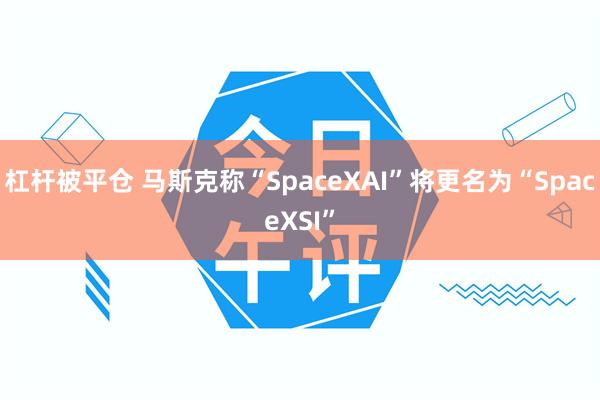 杠杆被平仓 马斯克称“SpaceXAI”将更名为“SpaceXSI”
